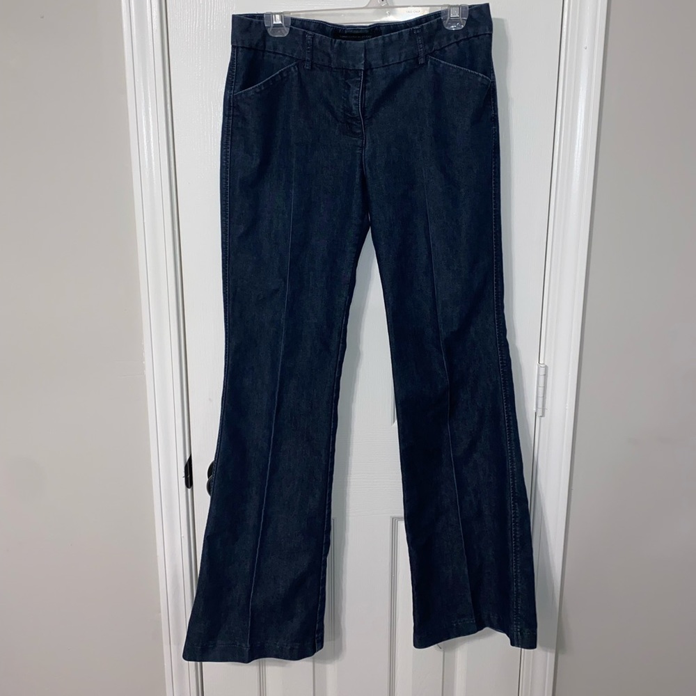 Express Editor Dark Wash Trouser Pants Low Rise Size 6 Tall